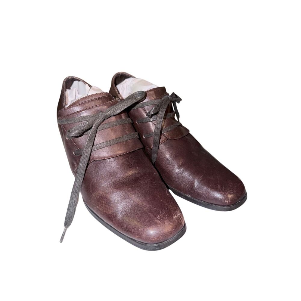 Vintage unlisted brown leather heeled Oxford comfort shoes women’s 8.5 academia